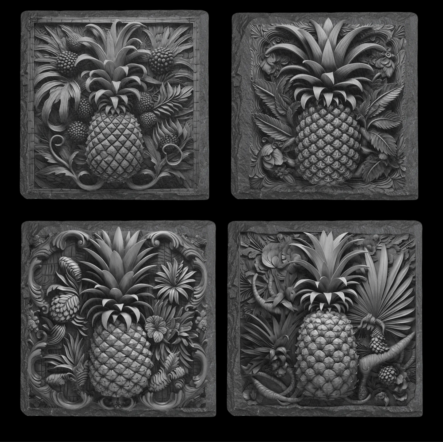 Pineapple Slate Coaster Set